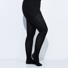 Solid Nylon Rhinestone High Rise Stockings Women's Plus Pantyhose