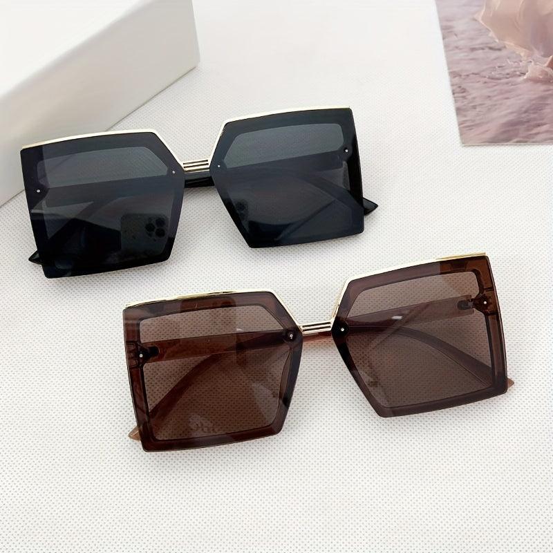 2Pairs Couple's Large Frame Sunglasses Vintage UV Protection
