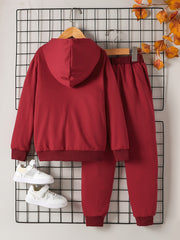 Boys Long Sleeve Hoodie & Sweatpants Set Letter Print Sports Casual Kids Clothes