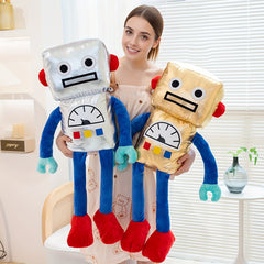 Plush Toy Space Robot Doll with Red Accents Soft Golden for Stuffed Animals