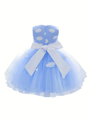 Toddler Girl's Clouds Print Princess Dress & Headband