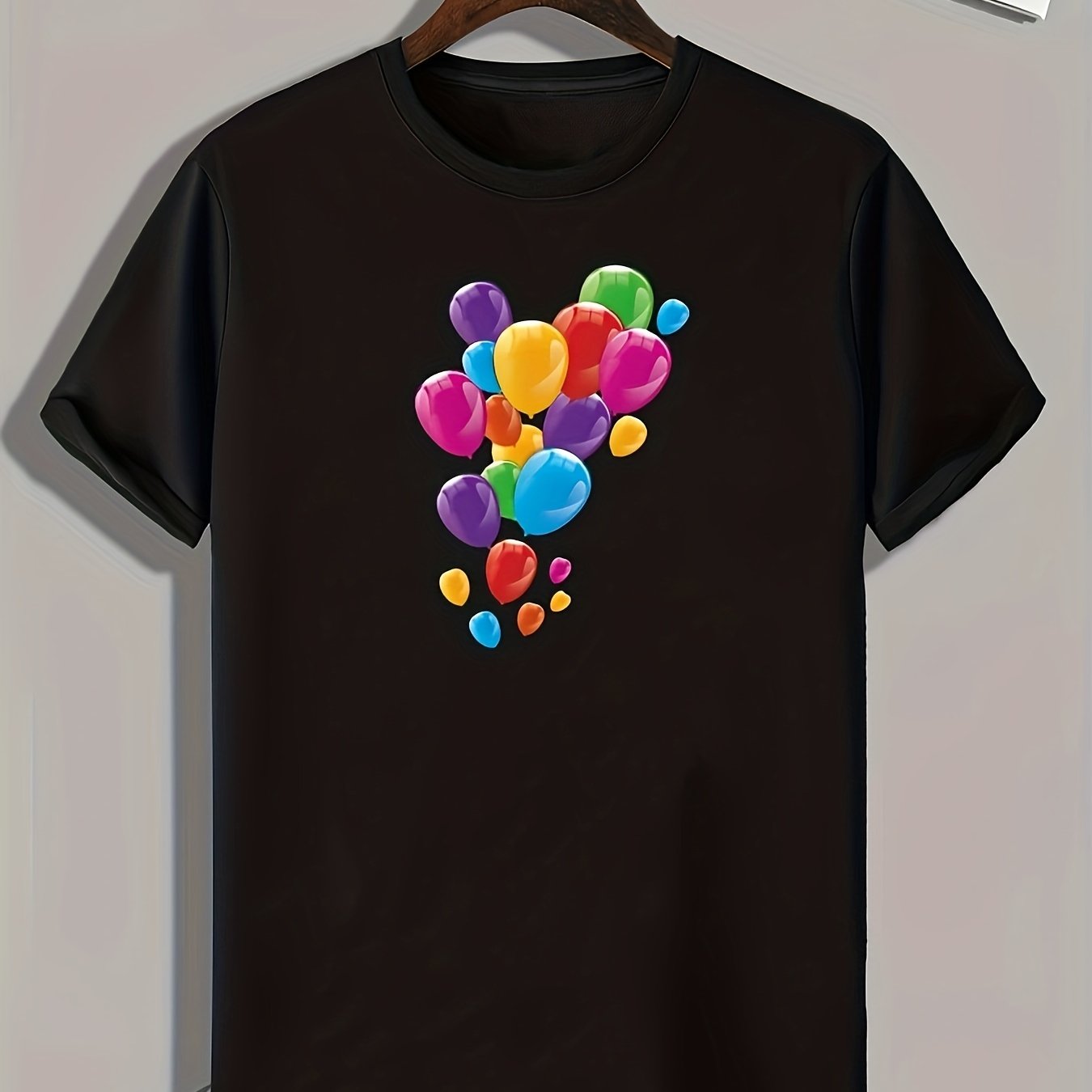 Colorful Balloon Print Men's Graphic T-shirt for Summer