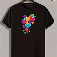 Colorful Balloon Print Men's Graphic T-shirt for Summer