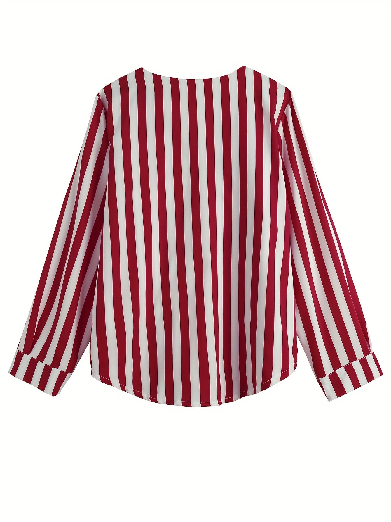 Women's Stripe Print V Neck Stretch Shirt