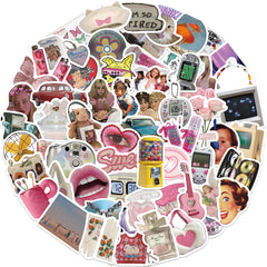 65pcs Retro Y2K Art Stickers Guitar Water Cup Scrapbook Laptop Gift Toy Stickers