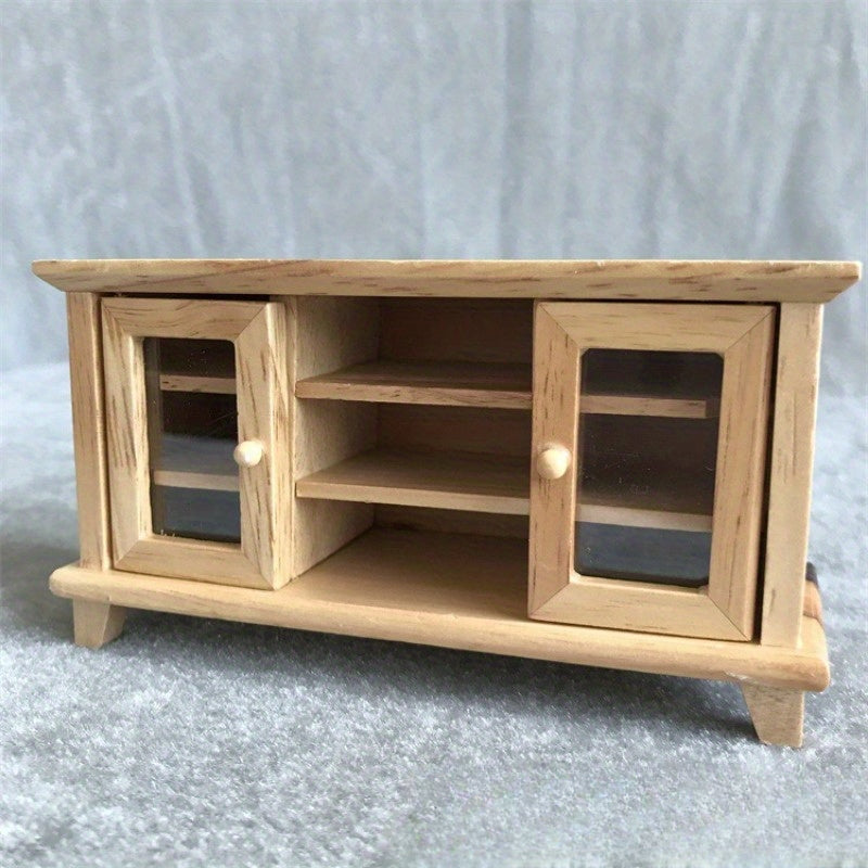Dollhouse Mini Furniture Wooden TV Cabinet Storage Mini Villa Living Room Decor