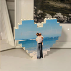Personalized Heart Shaped Photo Building Blocks Acrylic Puzzle Gift for Dad