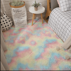 Luxury Plush Soft Area Rug for Bedroom Living Room - Tie Dyed Shag Furry Carpet
