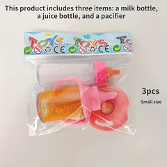 Doll Feeding Set Milk Juice Bottles 2 Pacifiers for Toy Stroller Gift