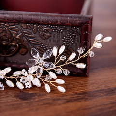 Golden Rhinestone Wedding Hair Comb Bride Headdress