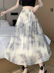 Tie Dye Pleated Skirts High Waist - Women's Clothing