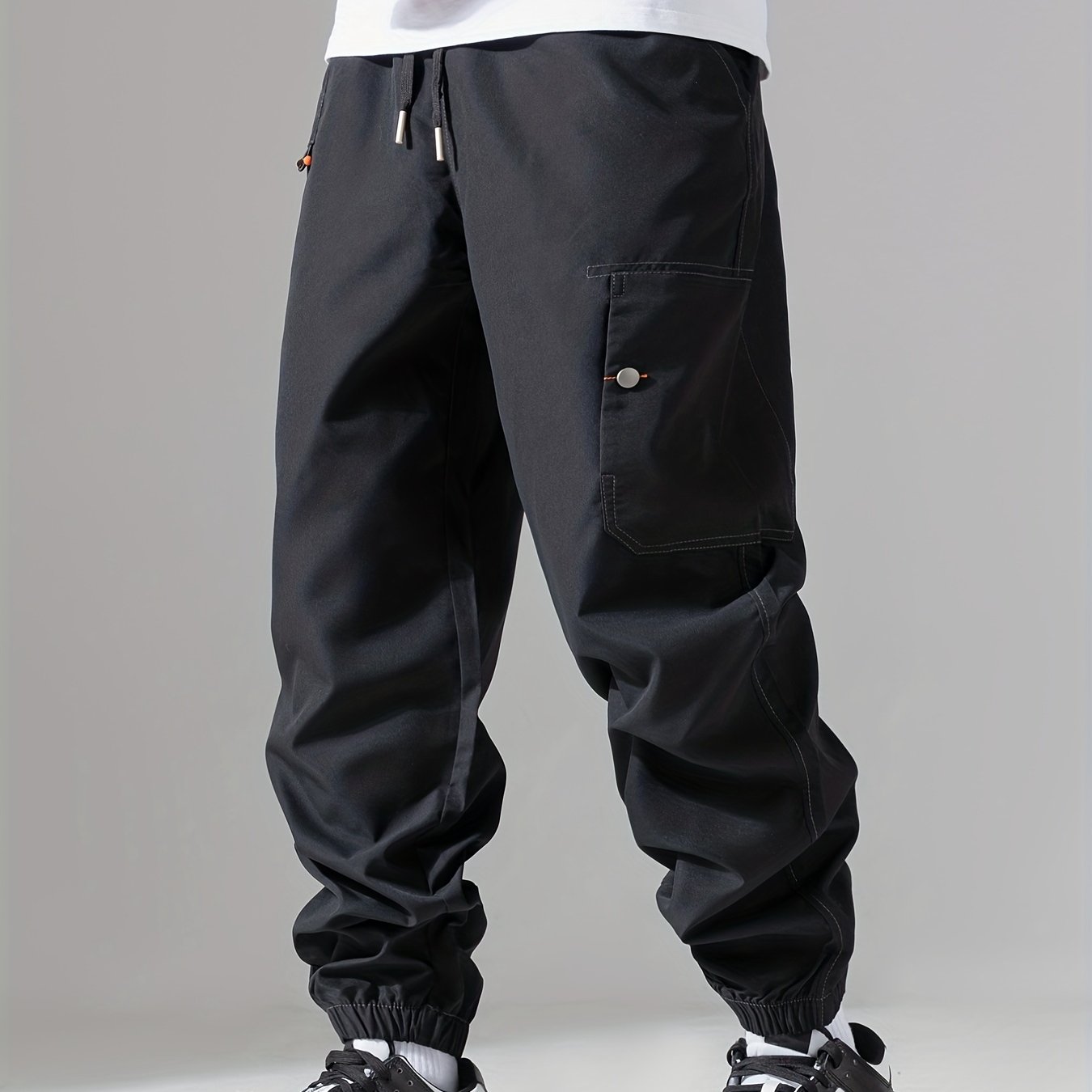 Men's Casual Sports Cargo Pants with Drawstrings and Pockets