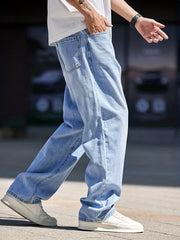 Wide Leg Distressed Denim Pants Mens Casual Street Style Jeans