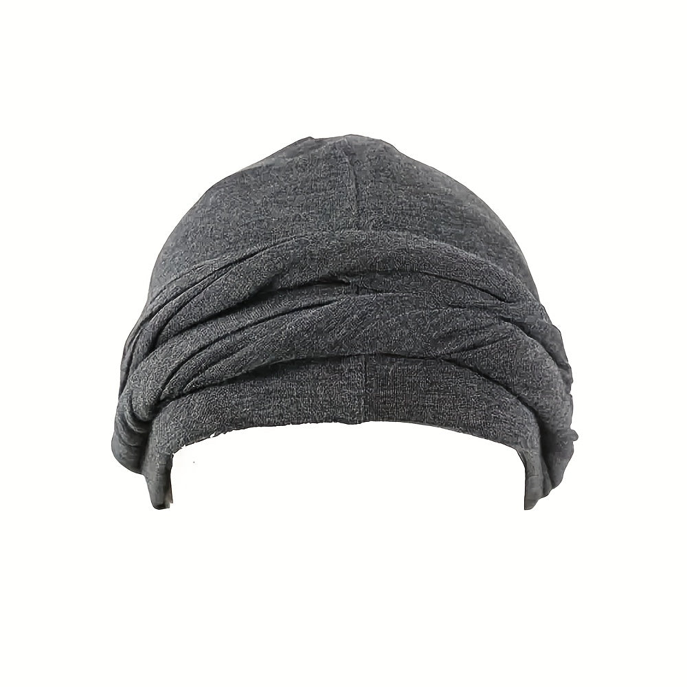 Men's Double Layer Braid Hat Turban Versatile Beanie Hat
