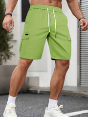 Men's Cargo Shorts Drawstring Waist Casual Sports Shorts