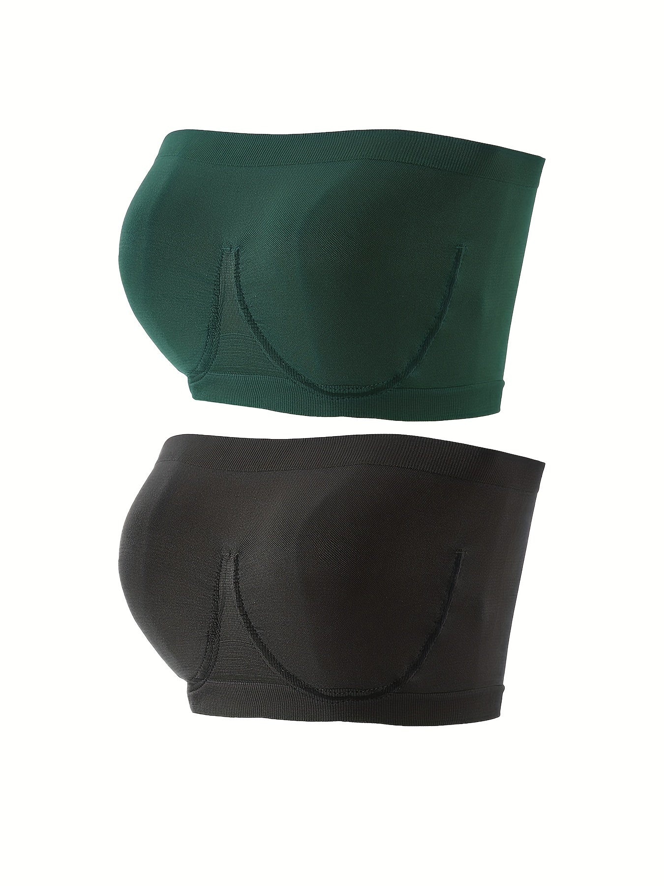 2pcs Strapless Bandeau Bras Soft & Comfy Stretch Bra Women's Lingerie