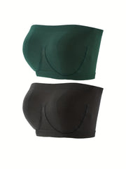 2 Pack Sexy Tube Bra Set Plus Size Women's Seamless Strapless Sports Bra