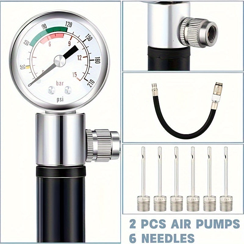 Ball Pump With Pressure Gauge For Sports Ball Portable Air Pump
