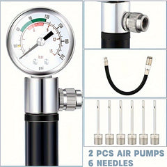 Ball Pump with Pressure Gauge & Needles for Sports Balls