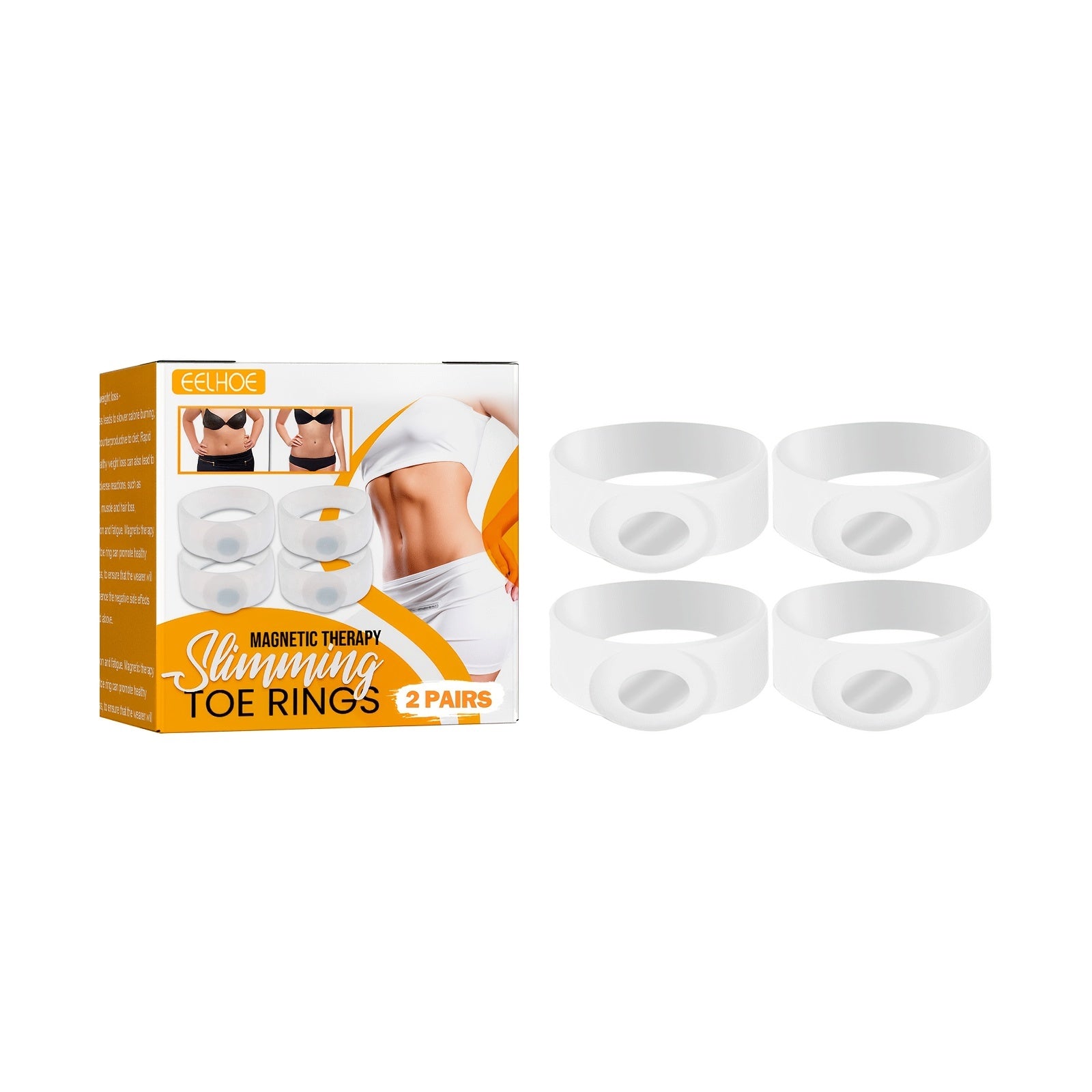 2 Pairs Silicone Magnetic Toe Rings - Slimming Toe Rings & Separators