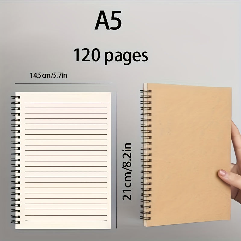 A5 Hardcover Notebook 60 Sheets 120 Pages Khaki Travel Diary Meeting Notes
