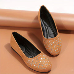 Women's Rhinestone Flat Loafers Slip On Lightweight Shoes