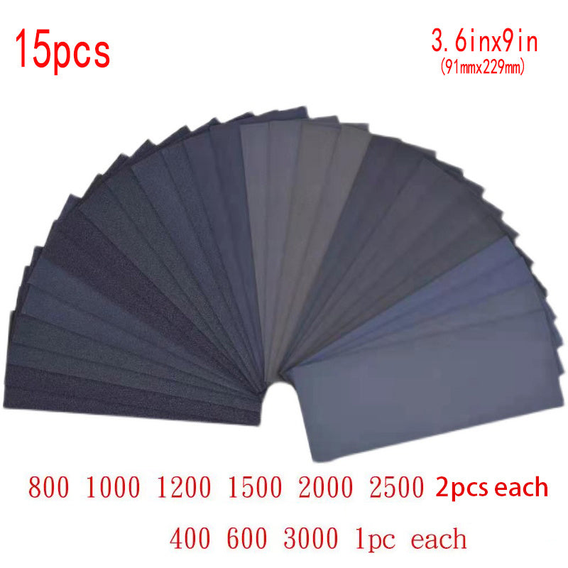 15pcs 400-3000 Fine Sandpaper Assortment Wet Dry Sand Paper Variety Pack