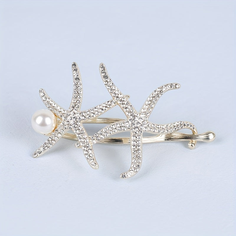 Artificial Diamond Starfish Twist Hair Clip for Girls