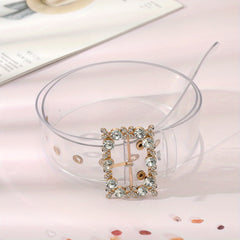 Stylish Rhinestone Eyelet Belt with Buckle for Women