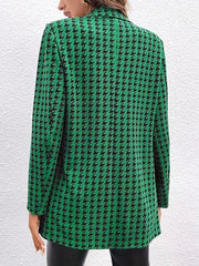 Houndstooth Print Lapel Collar Blazer for Work