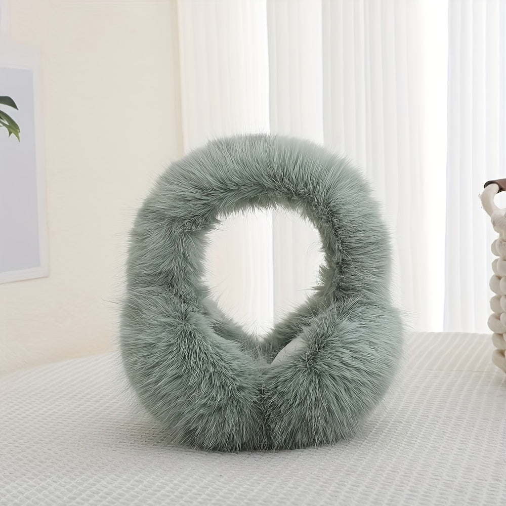 Women's Acrylic Faux Fur Earmuffs, Hand Washable, Warm Ear Protectors, Foldable