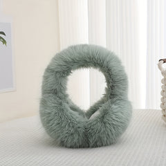 Women's Acrylic Faux Fur Earmuffs, Hand Washable, Warm Ear Protectors, Foldable