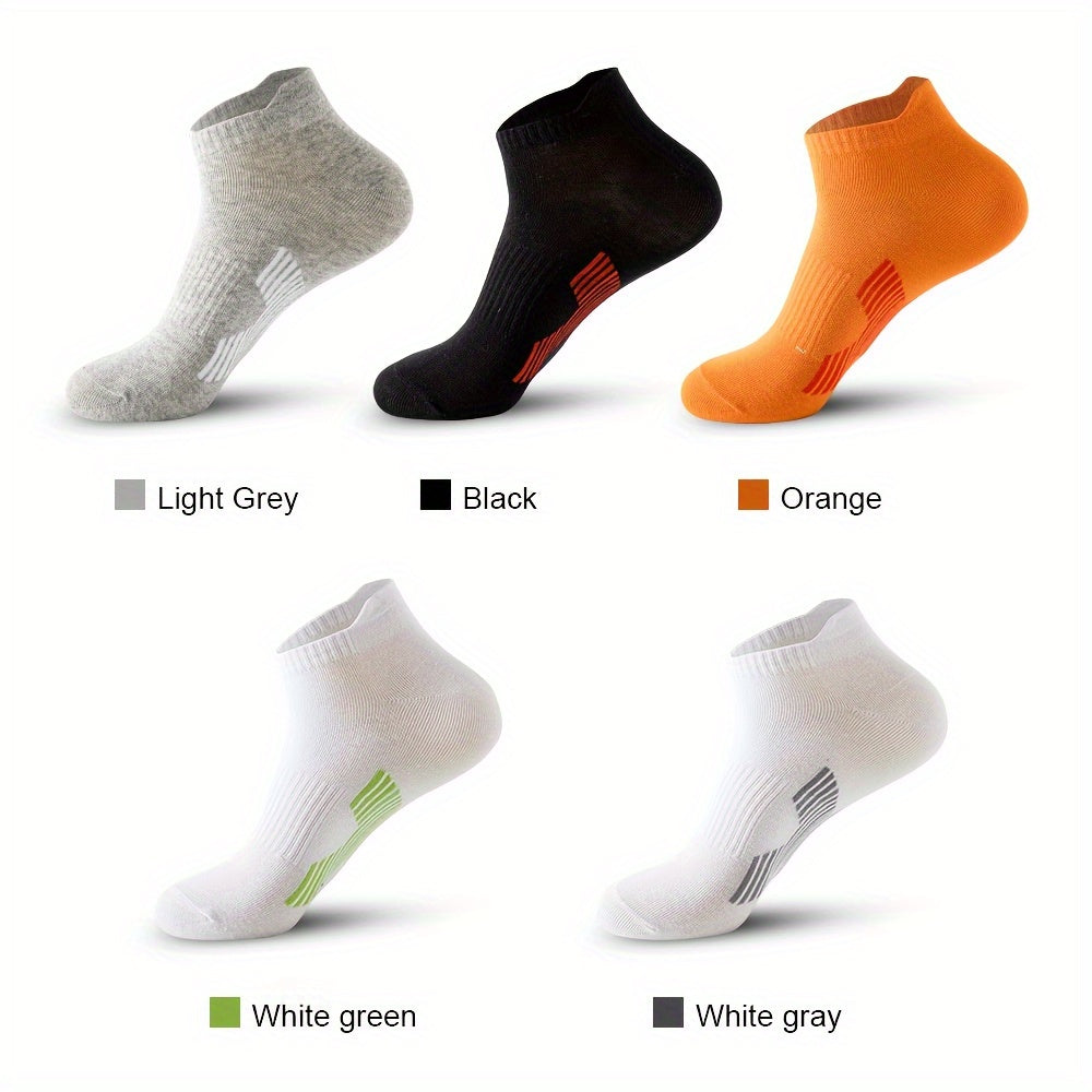 5 Pairs Men's Thin Cotton Sport Anklets for Running Football Basketball