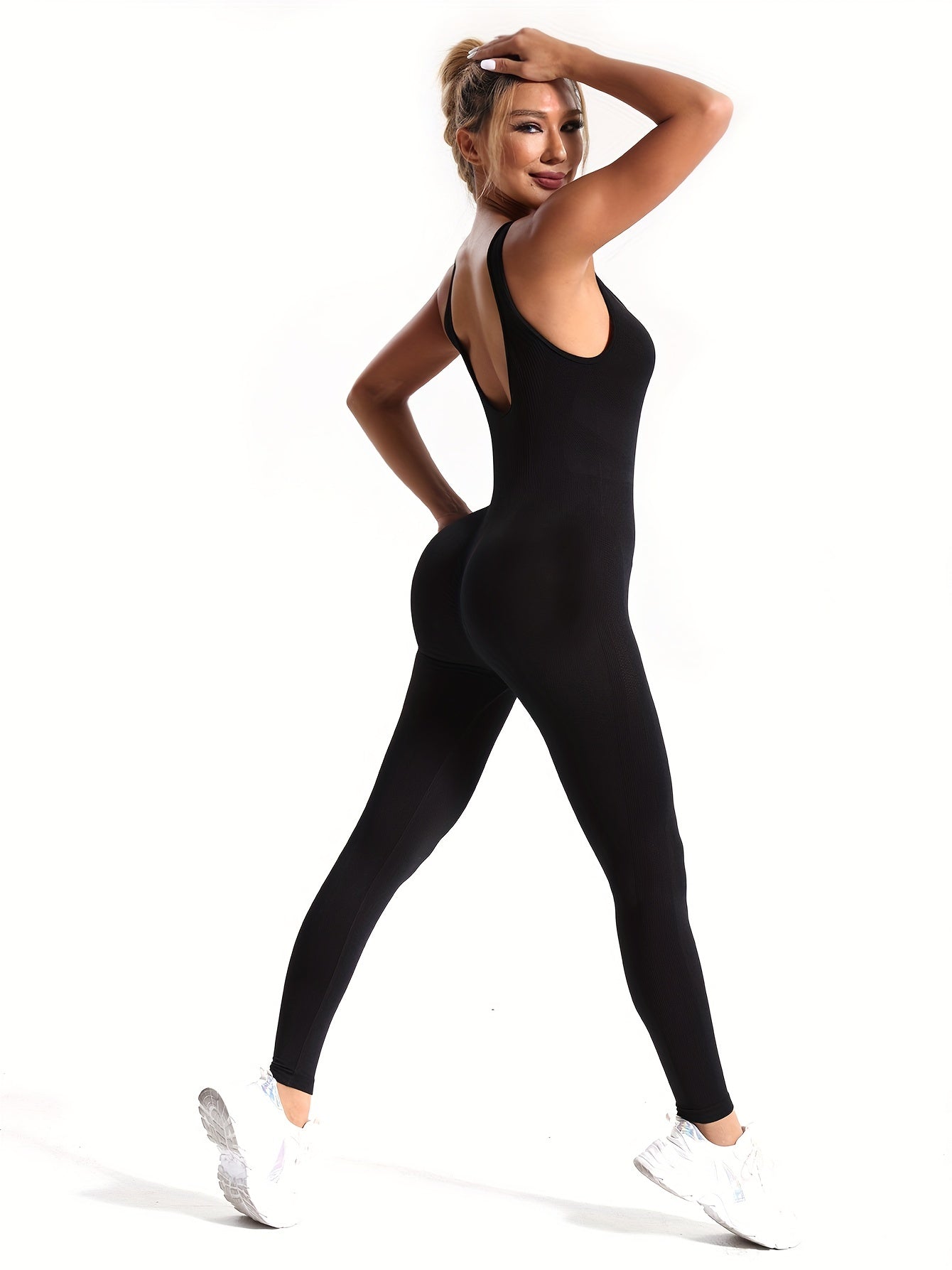 Solid Sexy Seamless Yoga One Piece Backless Jumpsuit