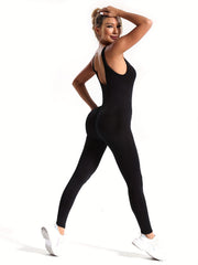 Solid Sexy Seamless Yoga One Piece Backless Jumpsuit