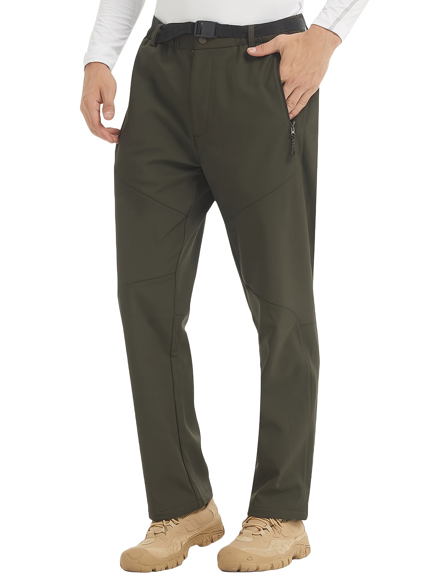 Men's Winter Pants Fleece Lined Ski Waterproof Zip Up Pockets Snow Pants