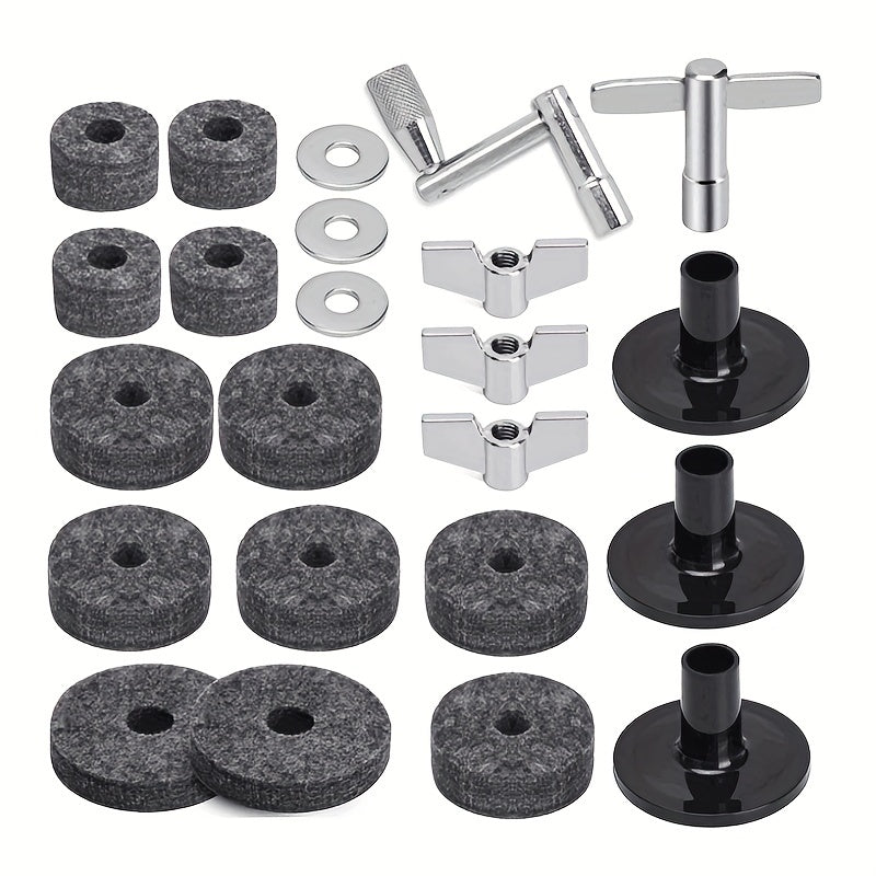 23pcs Cymbal Felts Hi Hat Clutch Felt Cymbal Stand Sleeves Base Wing Nuts Drum