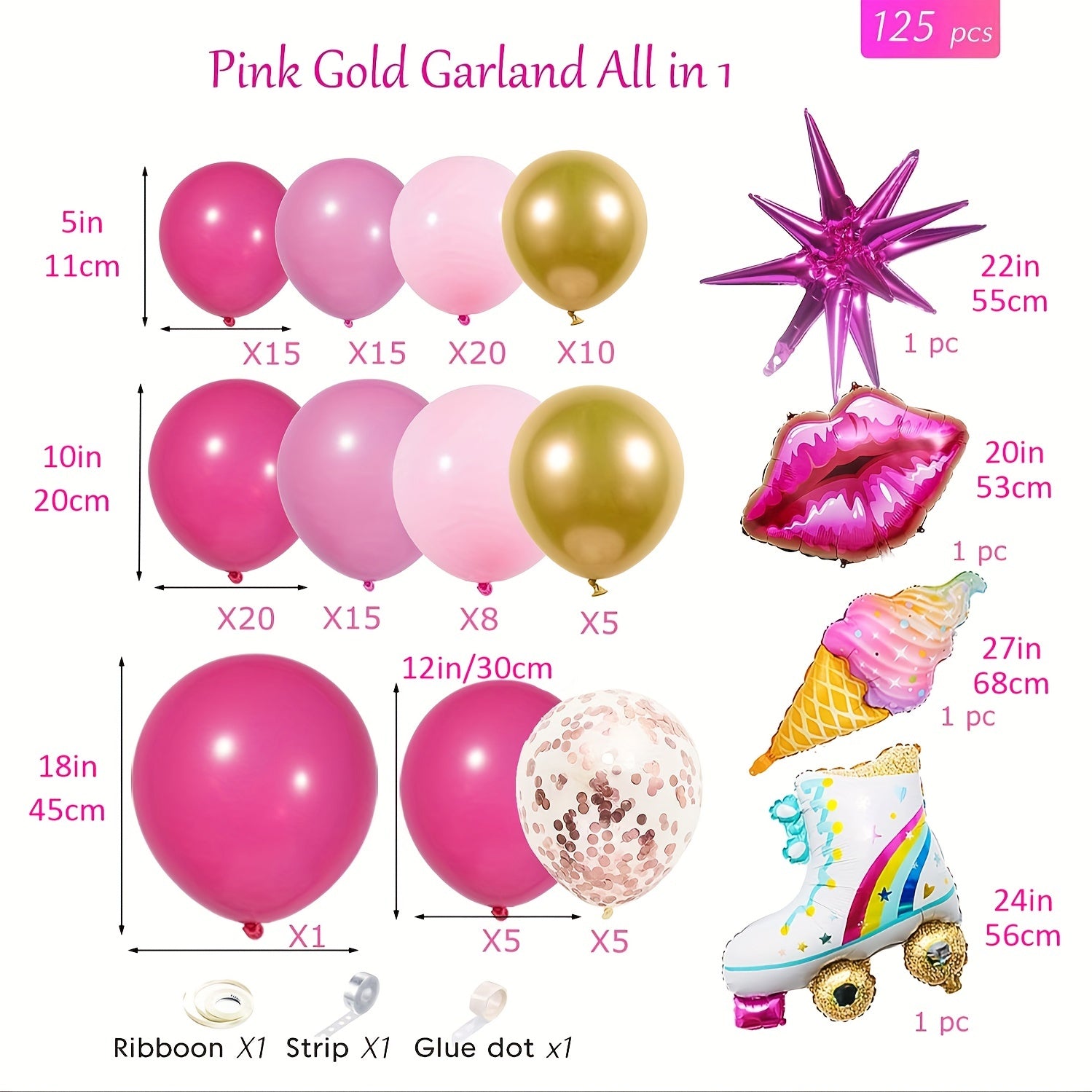 Pink Princess Party Balloons Girls Birthday Party Balloon Arch