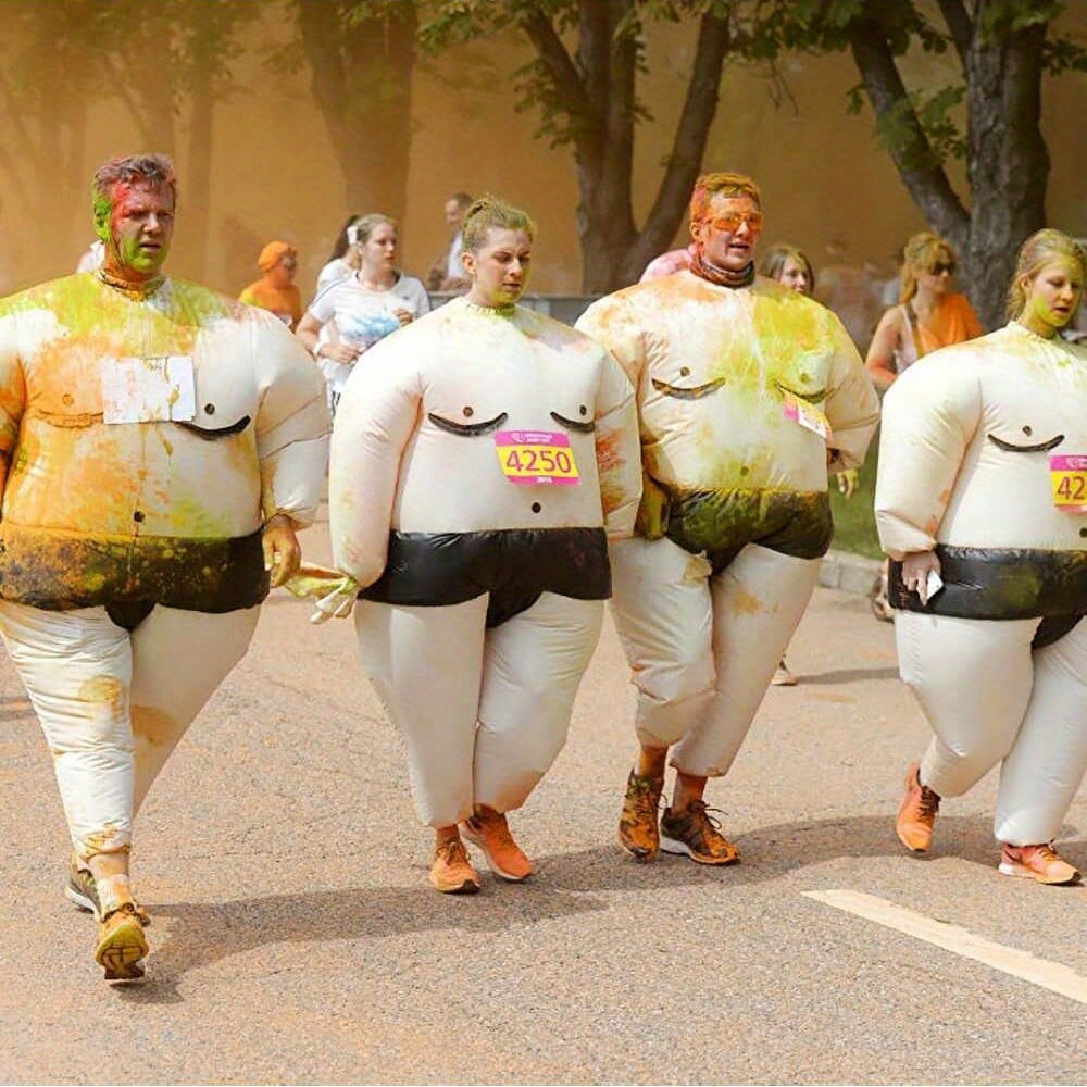 Adult Inflatable Sumo Costume with Hooded Headgear & Belt
