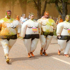 Adult Inflatable Sumo Costume with Hooded Headgear & Belt