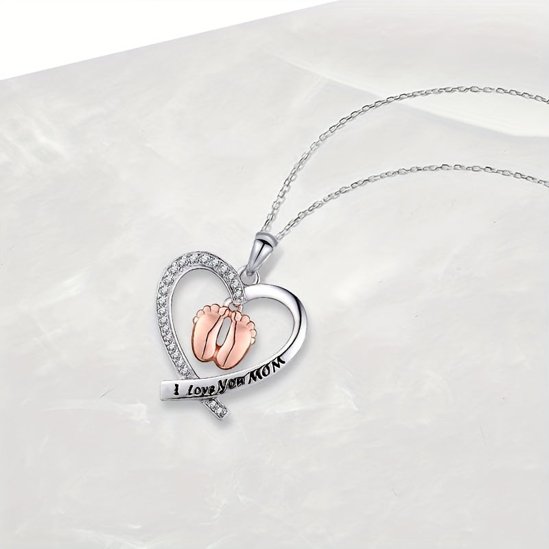 Heart shaped Baby Footprints Pendant Necklace for Girls