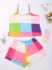 Plaid Pajama Set Sleeveless Cami Top & Shorts Women's Sleepwear