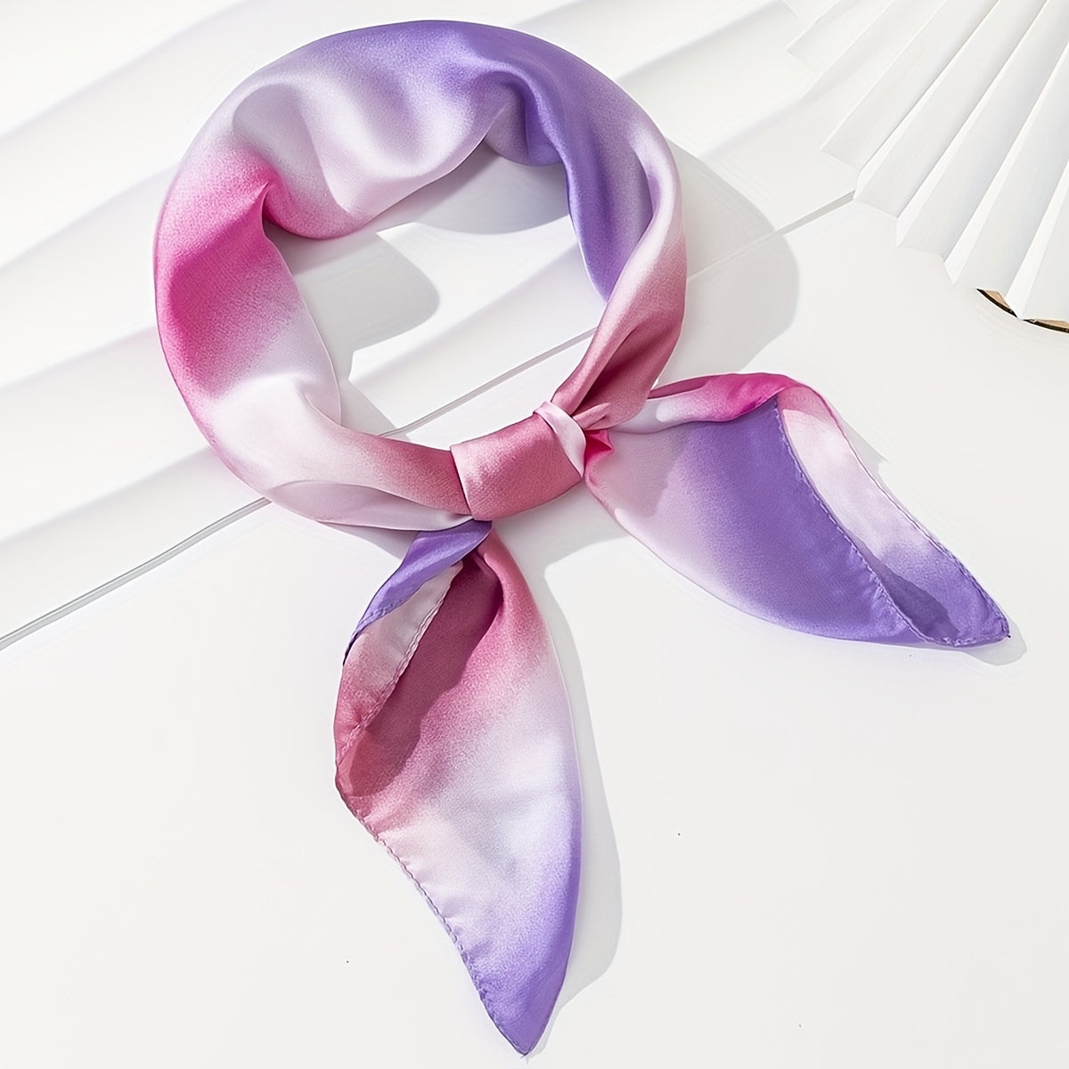Striped Block Bandana Gradient Silk Square Scarf