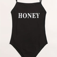 Women's Sports Bodysuit, Spaghetti Strap Slim Fit Cami Bodysuit
