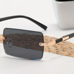 Rectangle Rimless Sunglasses UV400 Anti Glare Glasses