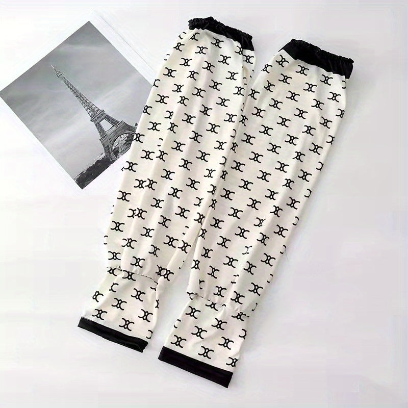 Sunscreen Ice Silky Arm Sleeve Houndstooth Summer UV Protection Gloves