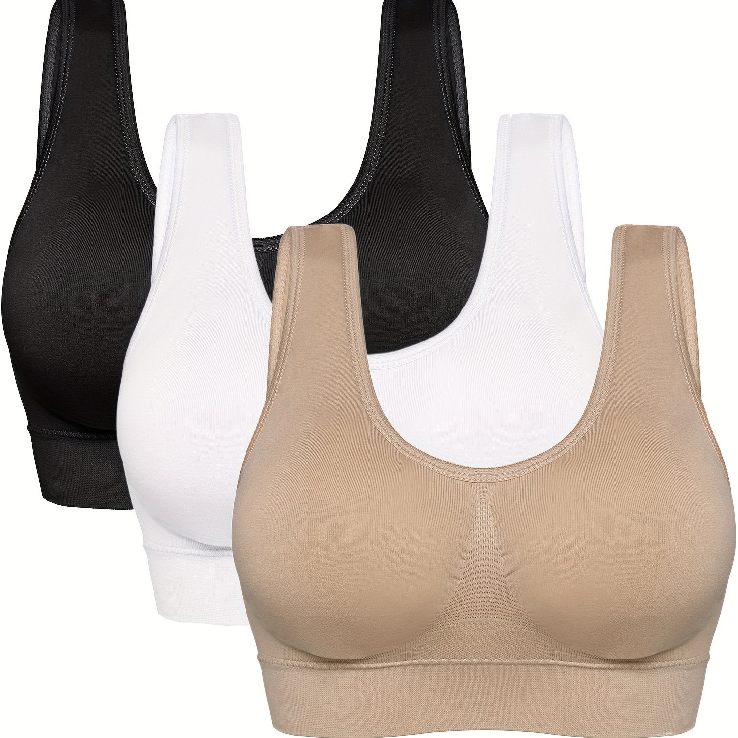 3pcs Seamless Wirelss Sports Bras Comfy & Breathable