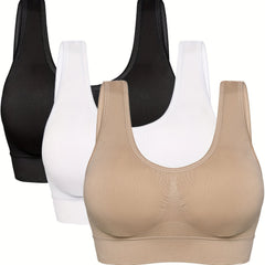 3pcs Seamless Wirelss Sports Bras Comfy & Breathable