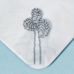 Rhinestone Leaf Hair Pin Bridal Wedding Accessory