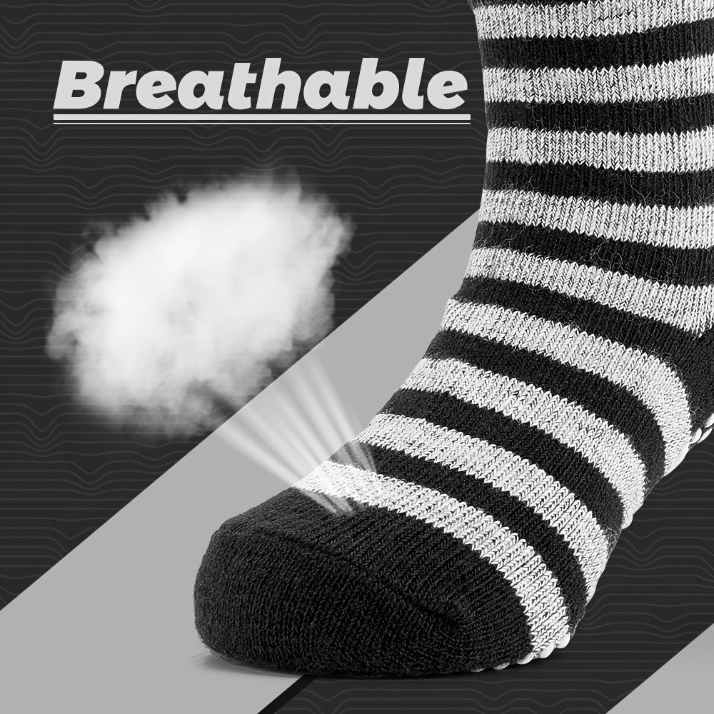 Kids Non Slip Striped Crew Socks, 5 Pairs
